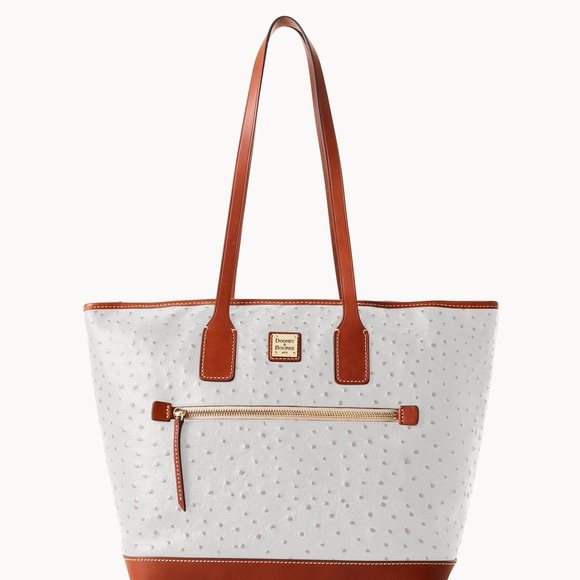 Dooney & Bourke white ostrich tote- like new! - Picture 1 of 13